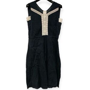 Sita Murt Blue Lace Front Sleeveless Linen Dress Size 10